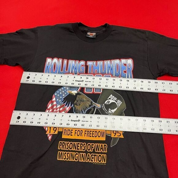 Harley Davidson Rolling Thunder Pow Mia Black VTG Single Stitch T-Shirt Size Med - Picture 5 of 8